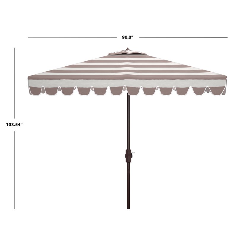Safavieh Vienna 7.5ft Square Crank Metal/Polyester Umbrella in Gray and White