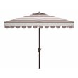 Safavieh Vienna 7.5ft Square Crank Metal/Polyester Umbrella in Gray and White