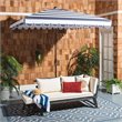 Safavieh Vienna 7.5ft Square Crank Metal/Polyester Umbrella in Navy and White