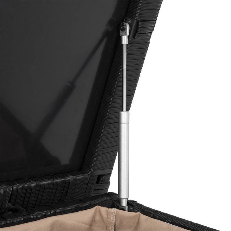 Safavieh Cosima Contemporary Wood Outdoor Cushion Box in Black