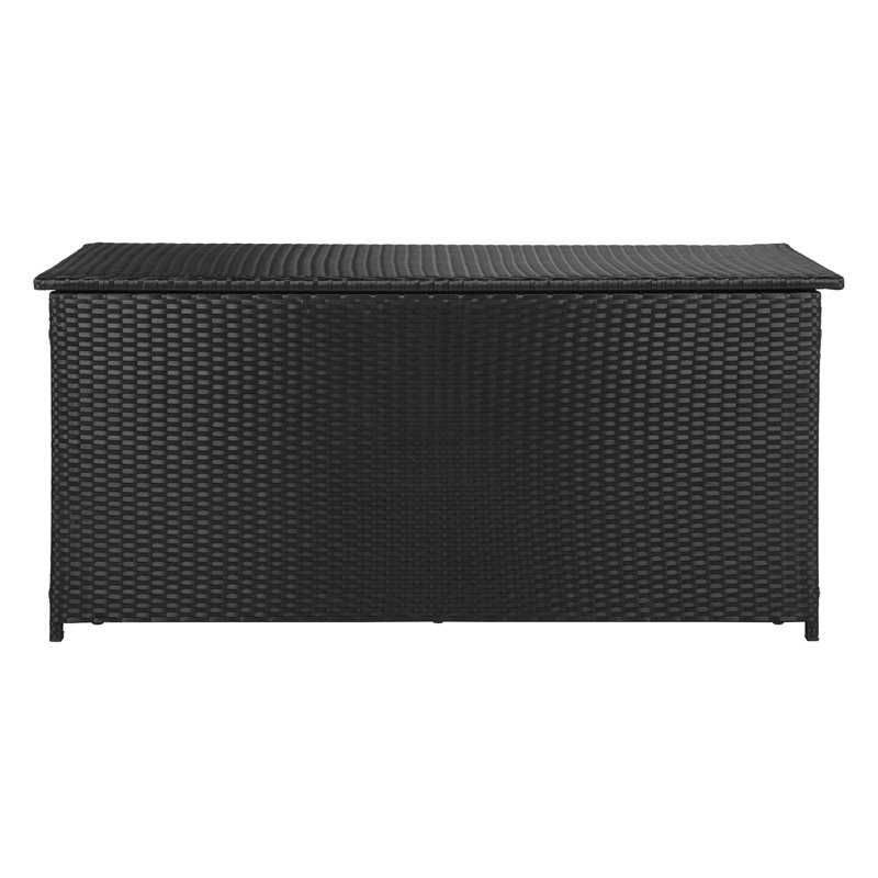 Safavieh Cosima Contemporary Wood Outdoor Cushion Box in Black