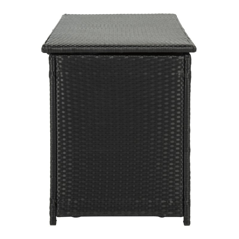 Safavieh Cosima Contemporary Wood Outdoor Cushion Box in Black