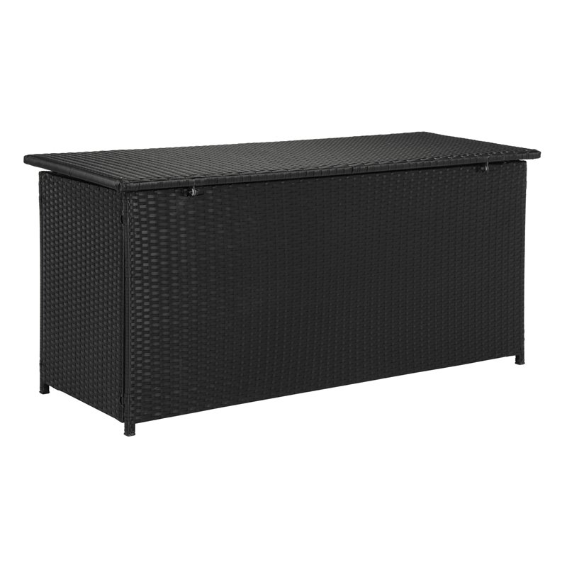Safavieh Cosima Contemporary Wood Outdoor Cushion Box in Black