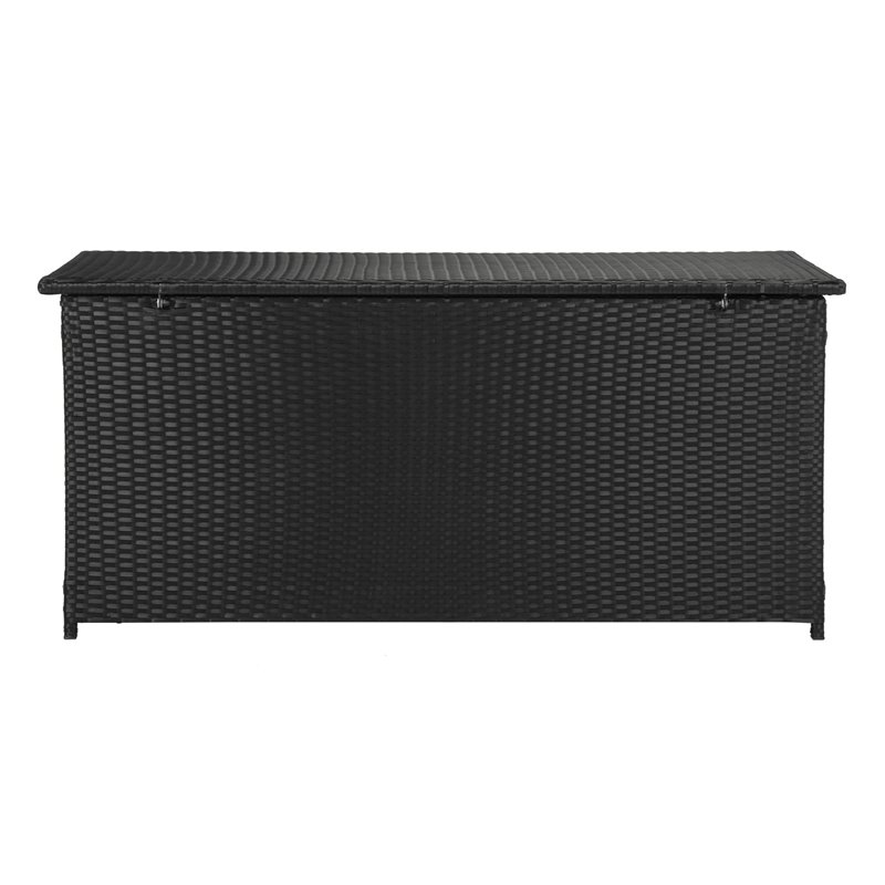 Safavieh Cosima Contemporary Wood Outdoor Cushion Box in Black