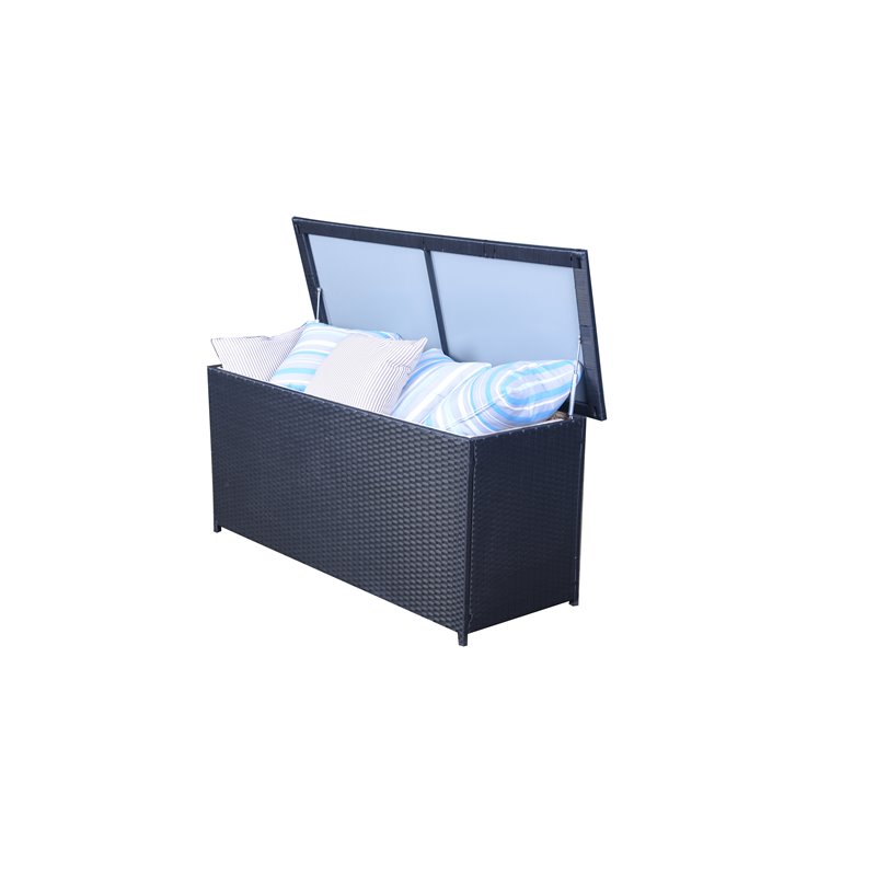 Safavieh Cosima Contemporary Wood Outdoor Cushion Box in Black