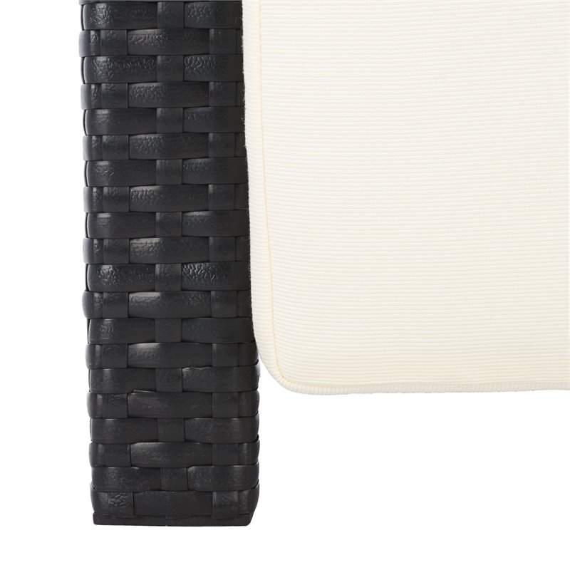 Safavieh Herdla Rattan/Steel Outdoor Recliner Chair in Black and Beige