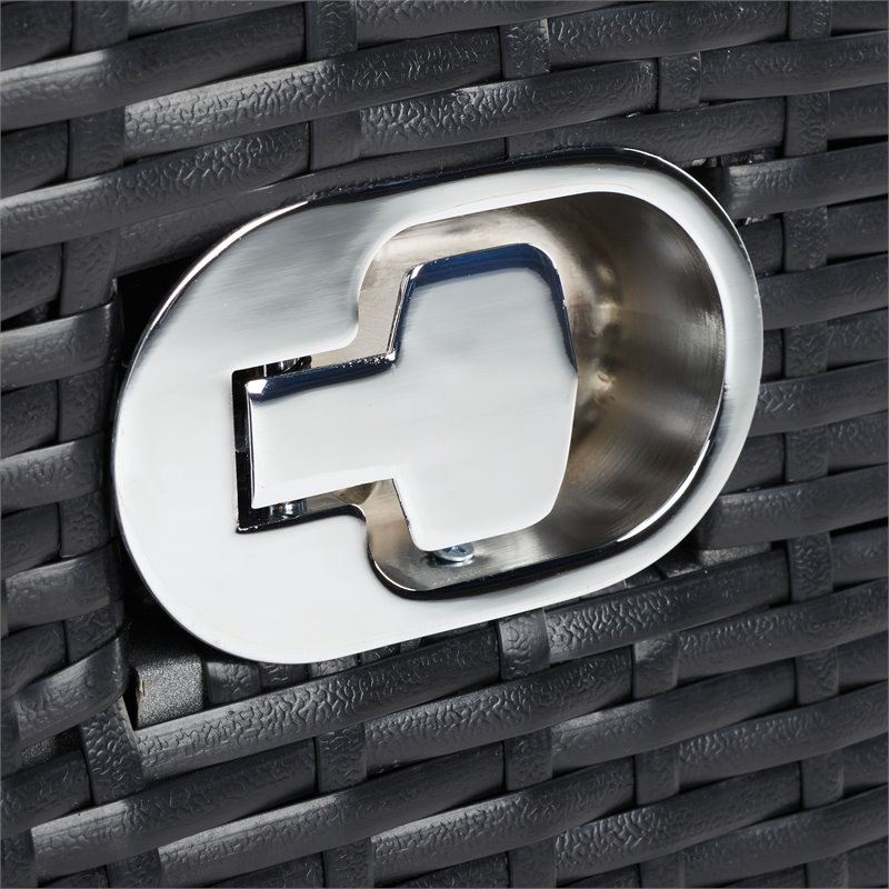 Safavieh Herdla Rattan/Steel Outdoor Recliner Chair in Black and Beige