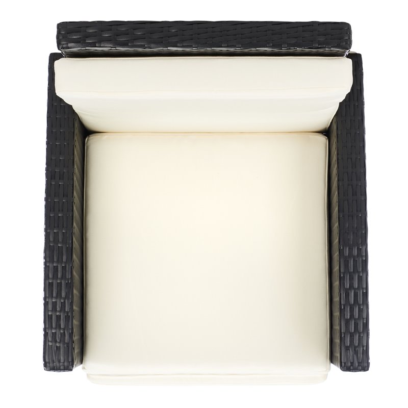 Safavieh Herdla Rattan/Steel Outdoor Recliner Chair in Black and Beige