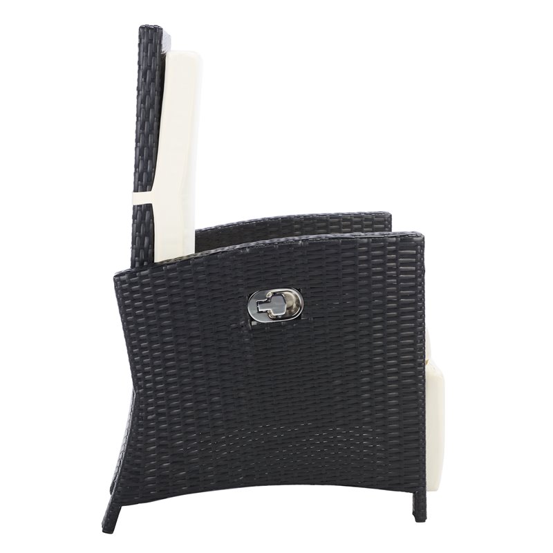 Safavieh Herdla Rattan/Steel Outdoor Recliner Chair in Black and Beige