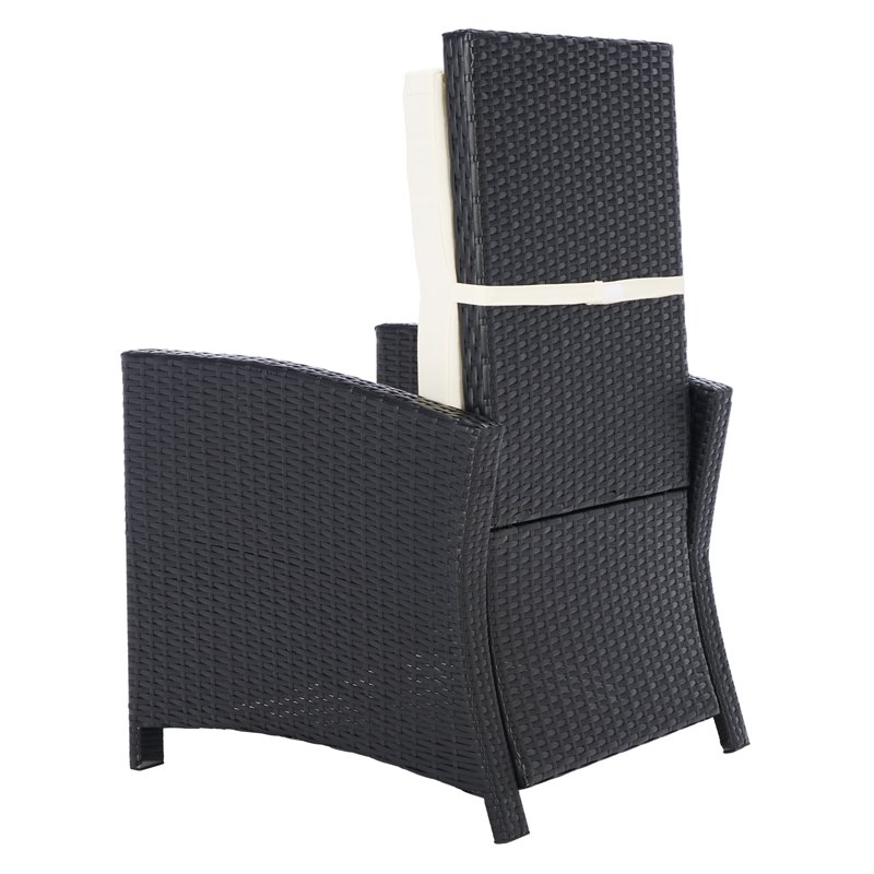 Safavieh Herdla Rattan/Steel Outdoor Recliner Chair in Black and Beige