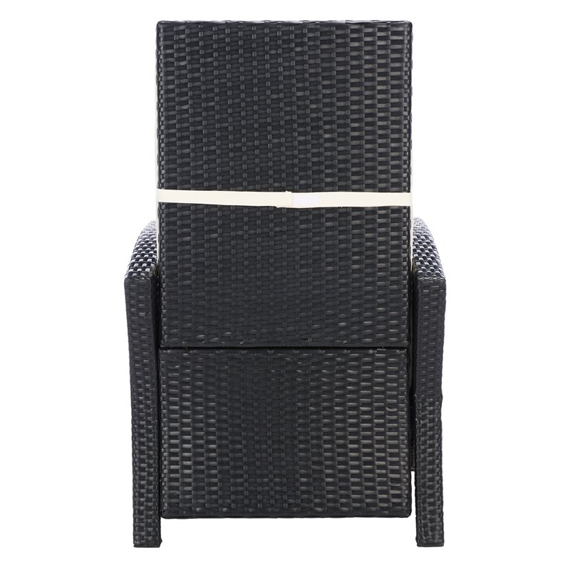 Safavieh Herdla Rattan/Steel Outdoor Recliner Chair in Black and Beige