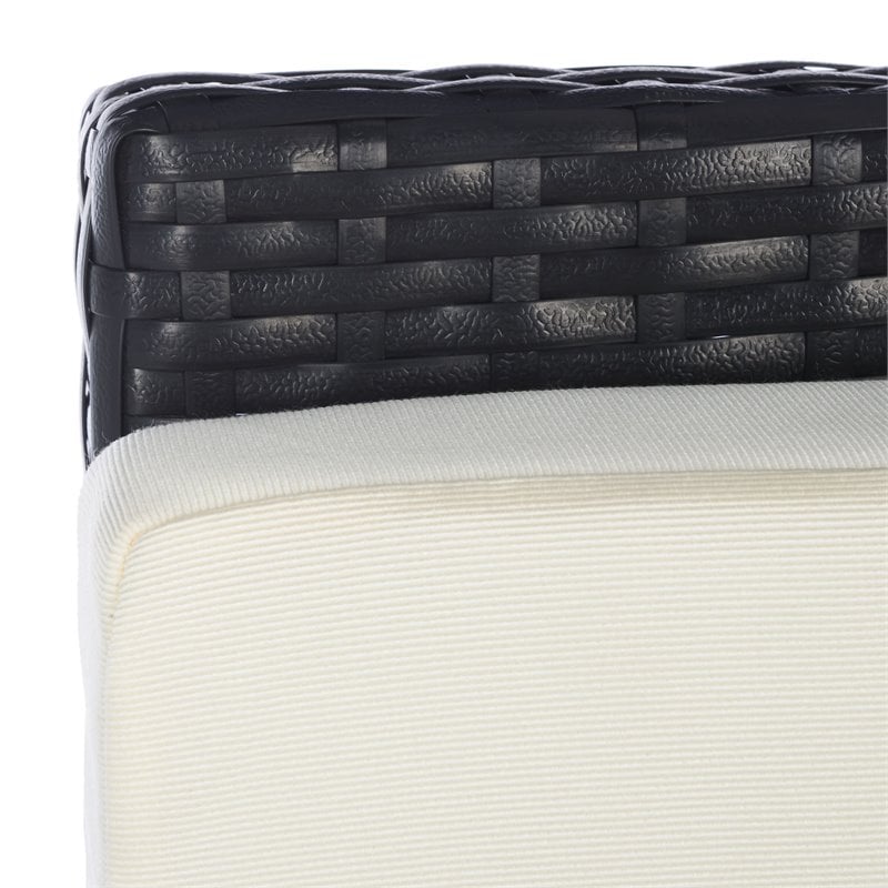 Safavieh Herdla Rattan/Steel Outdoor Recliner Chair in Black and Beige