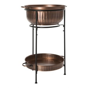 Safavieh Naka Iron Metal Outdoor Plant Stand in Antique Copper/Black