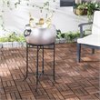Safavieh Azov Modern Steel Metal Outdoor Plant Stand in Pewter/Black