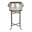 Safavieh Azov Modern Steel Metal Outdoor Plant Stand in Pewter/Black