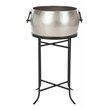 Safavieh Azov Modern Steel Metal Outdoor Plant Stand in Pewter/Black