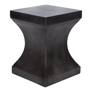 Safavieh Curby 17.7&quot Modern Concrete Indoor/Outdoor Accent Table in Black