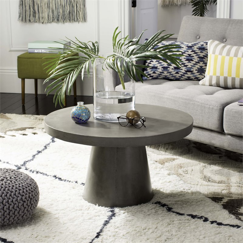 Safavieh Delfia Concrete Indoor/Outdoor Coffee Table in Dark Gray