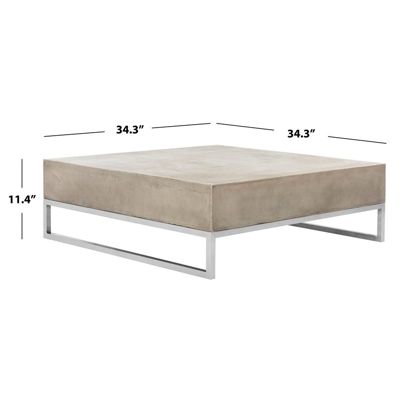 Safavieh Eartha Concrete Indoor/Outdoor Coffee Table in Dark Gray
