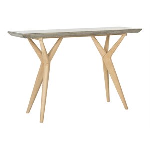 Safavieh Ragna Concrete/Wood Indoor/Outdoor Console Table in Dark Gray