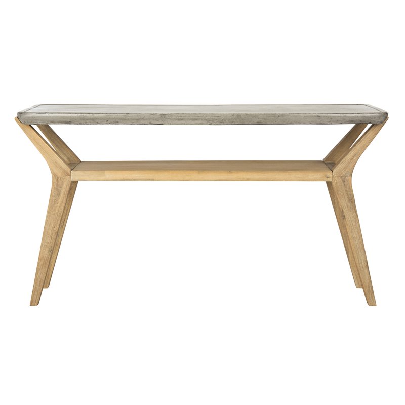 Safavieh Babette Concrete/Wood Indoor/Outdoor Console Table in Dark Gray