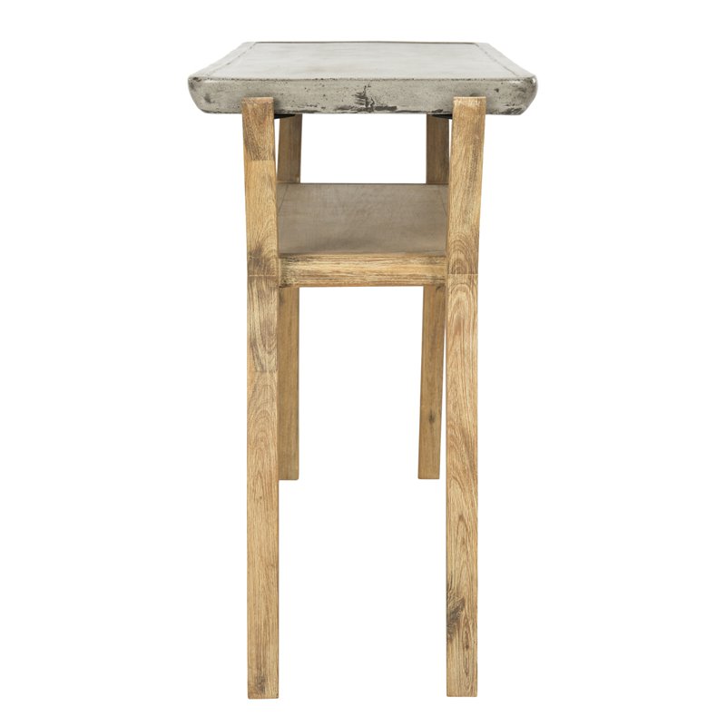 Safavieh Babette Concrete/Wood Indoor/Outdoor Console Table in Dark Gray