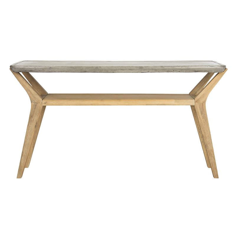 Safavieh Babette Concrete/Wood Indoor/Outdoor Console Table in Dark Gray