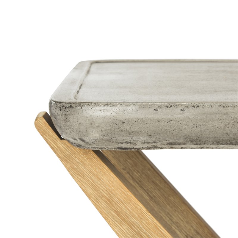 Safavieh Babette Concrete/Wood Indoor/Outdoor Console Table in Dark Gray