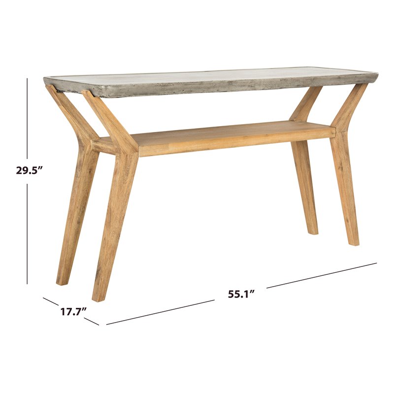 Safavieh Babette Concrete/Wood Indoor/Outdoor Console Table in Dark Gray