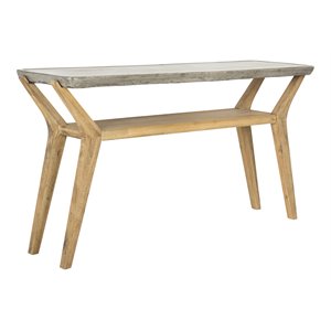 Safavieh Babette Concrete/Wood Indoor/Outdoor Console Table in Dark Gray
