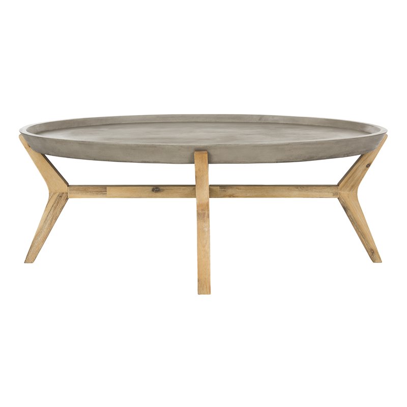Safavieh Hadwin Concrete/Wood Indoor/Outdoor Coffee Table in Dark Gray