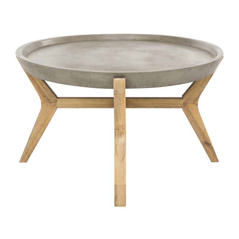 Safavieh Hadwin Concrete/Wood Indoor/Outdoor Coffee Table in Dark Gray
