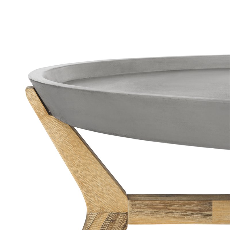 Safavieh Hadwin Concrete/Wood Indoor/Outdoor Coffee Table in Dark Gray