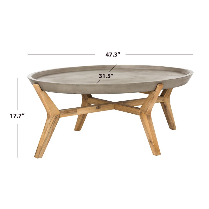 Safavieh Hadwin Concrete/Wood Indoor/Outdoor Coffee Table in Dark Gray