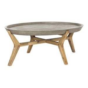 Safavieh Hadwin Concrete/Wood Indoor/Outdoor Coffee Table in Dark Gray