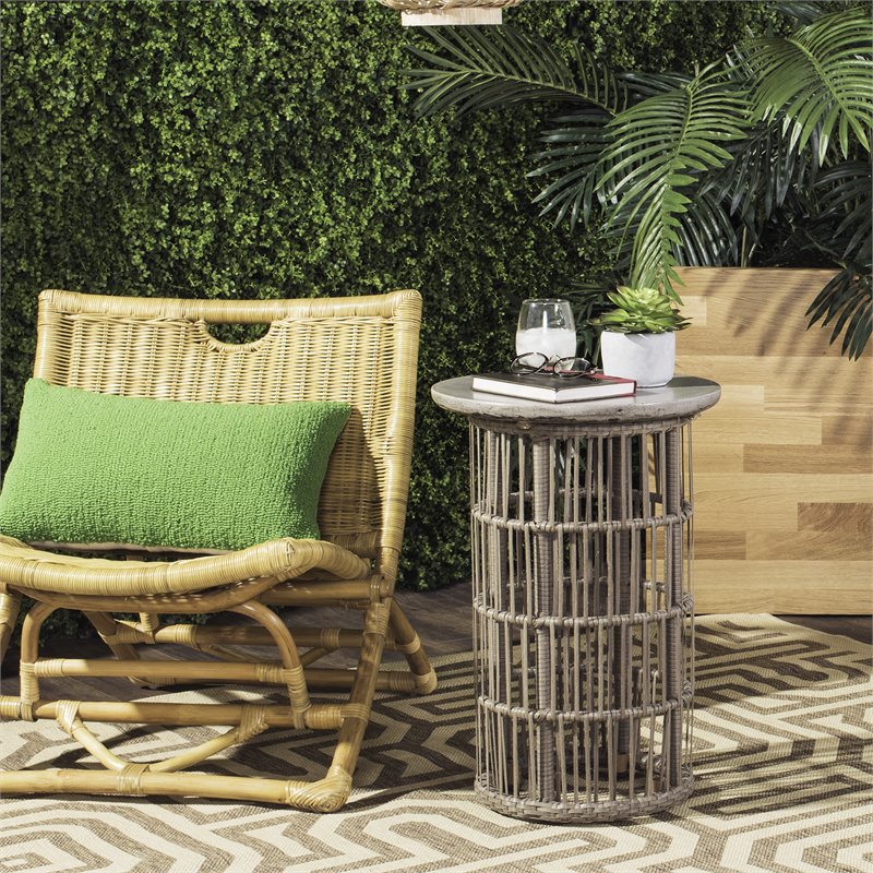 Safavieh Fane Concrete Indoor/Outdoor Side Table in Dark Gray