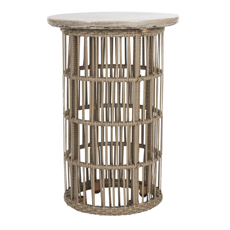 Safavieh Fane Concrete Indoor/Outdoor Side Table in Dark Gray