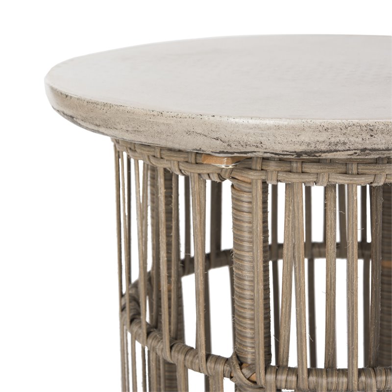 Safavieh Fane Concrete Indoor/Outdoor Side Table in Dark Gray