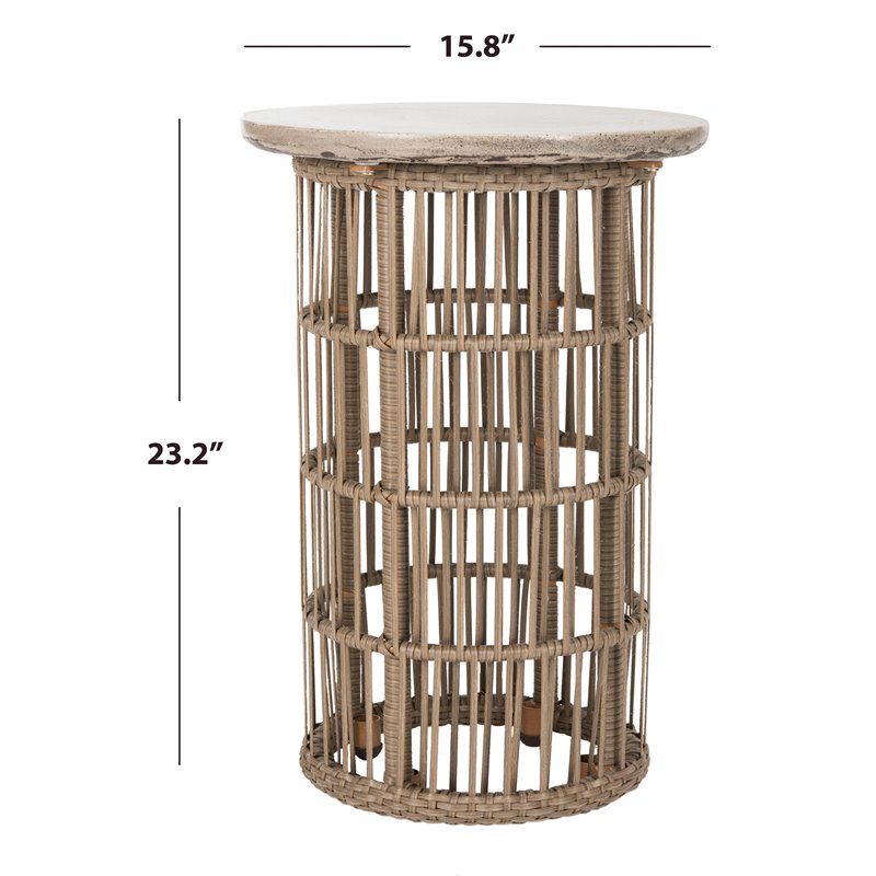 Safavieh Fane Concrete Indoor/Outdoor Side Table in Dark Gray