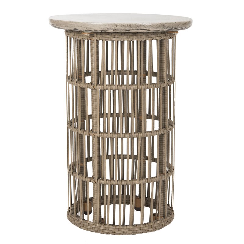 Safavieh Fane Concrete Indoor/Outdoor Side Table in Dark Gray
