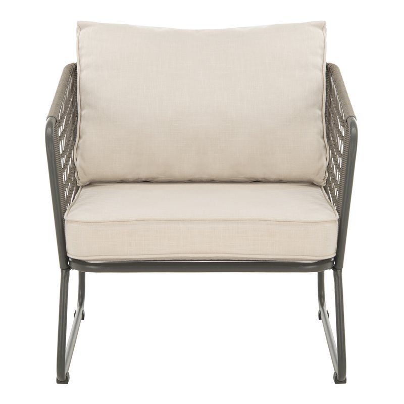 Safavieh Benjin 4-Piece Rattan/Polyester Outdoor Living Set in Gray/Beige