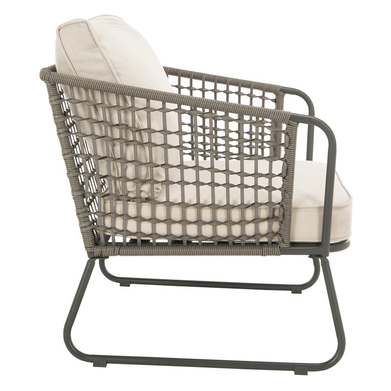 Safavieh Benjin 4-Piece Rattan/Polyester Outdoor Living Set in Gray/Beige