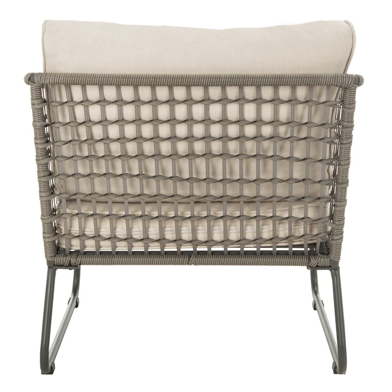 Safavieh Benjin 4-Piece Rattan/Polyester Outdoor Living Set in Gray/Beige