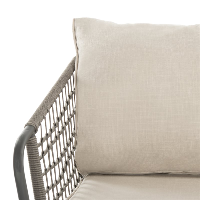 Safavieh Benjin 4-Piece Rattan/Polyester Outdoor Living Set in Gray/Beige