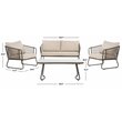 Safavieh Benjin 4-Piece Rattan/Polyester Outdoor Living Set in Gray/Beige