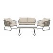 Safavieh Benjin 4-Piece Rattan/Polyester Outdoor Living Set in Gray/Beige