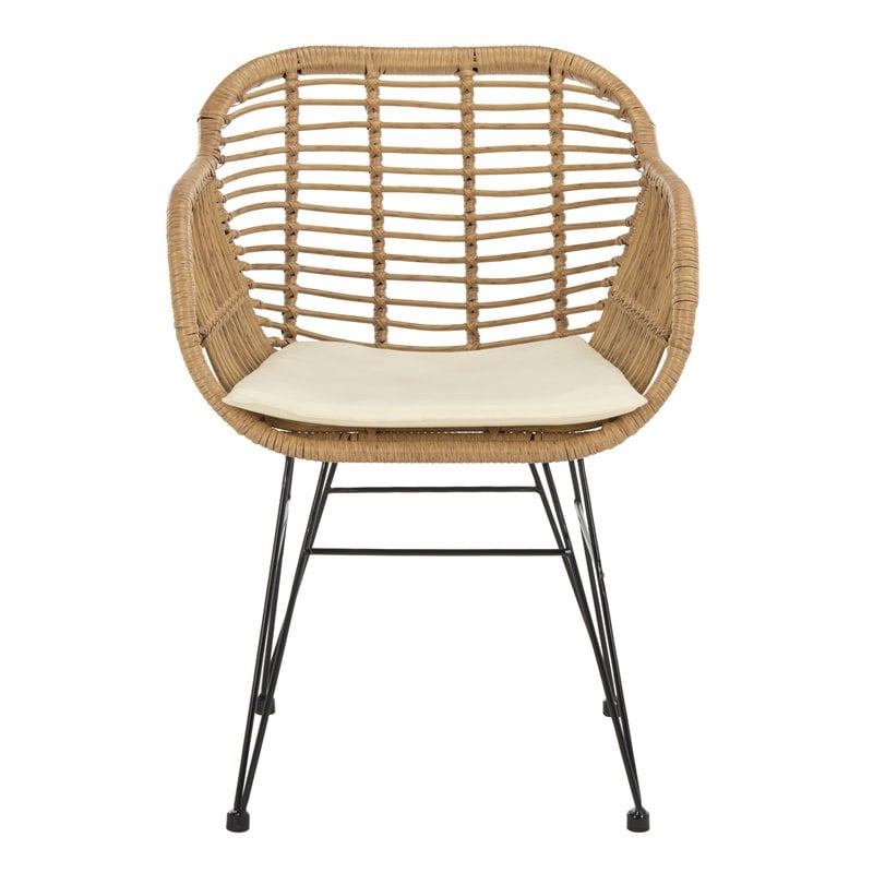Safavieh Alton 3-Piece Rattan/Polyester Lounge Set in Natural/White
