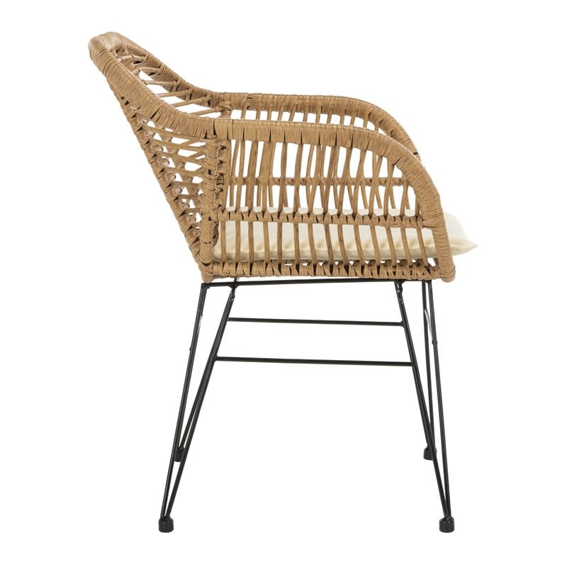 Safavieh Alton 3-Piece Rattan/Polyester Lounge Set in Natural/White