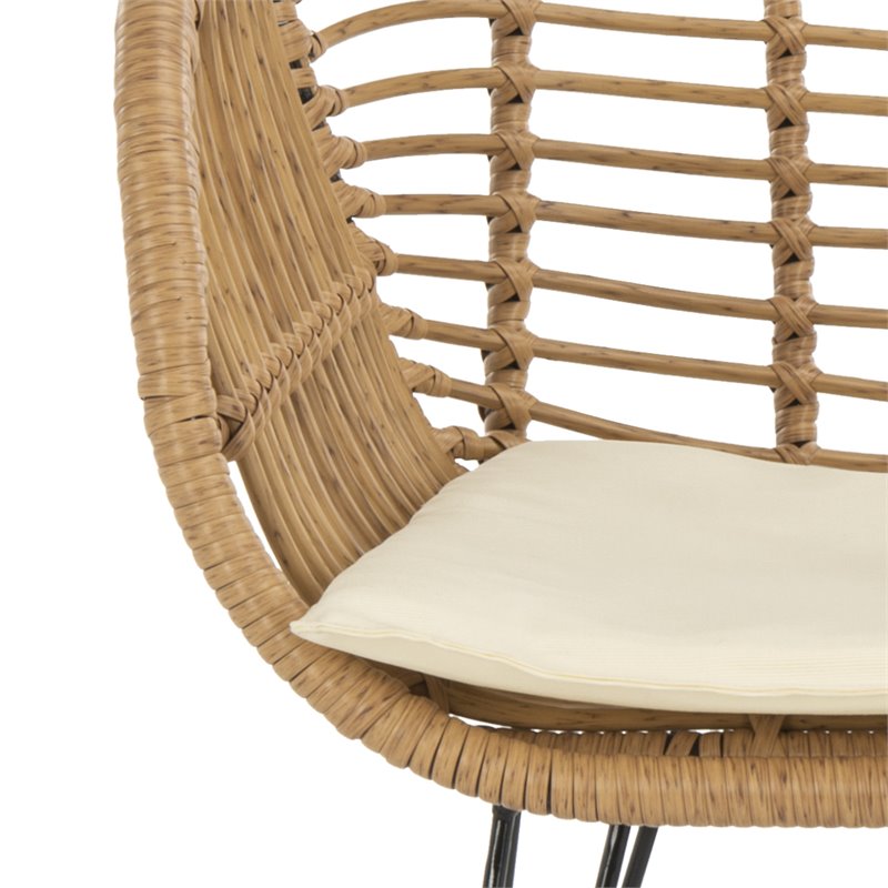 Safavieh Alton 3-Piece Rattan/Polyester Lounge Set in Natural/White