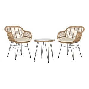 safavieh alton 3-piece rattan/polyester lounge set in natural/white